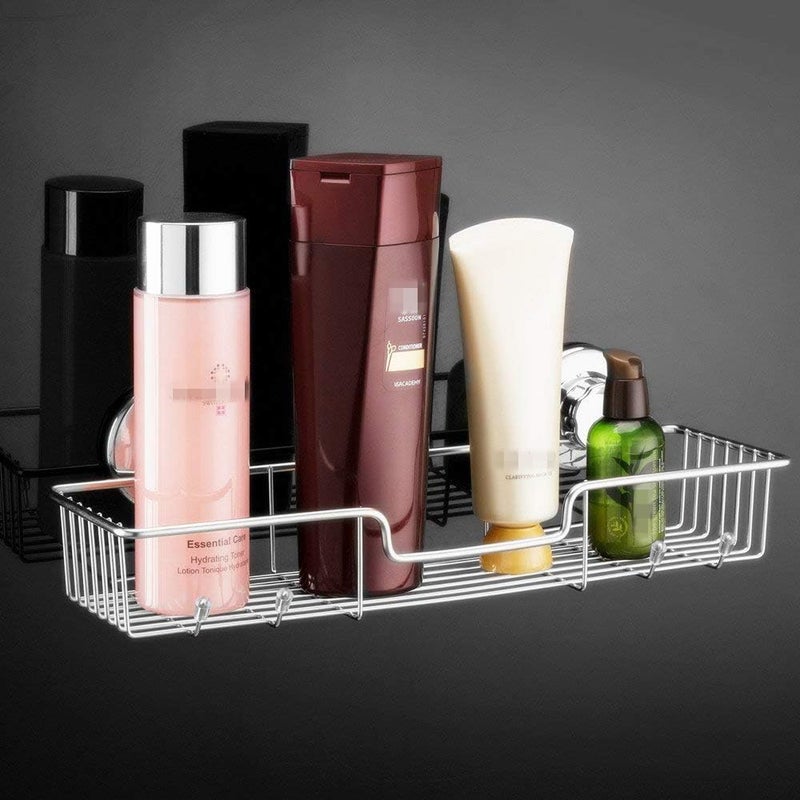 iPEGTOP L-4 Strong Suction Cup Shower Caddy Bath Shelf Storage, Combo Organizer Basket for Shampoo, Soap, Conditioner, Razor Bathroom Accessories - Rustproof Stainless Steel, Chrome - Image 2